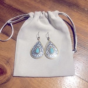 Silpada Sterling Silver Two Toned Turquoise Earrings